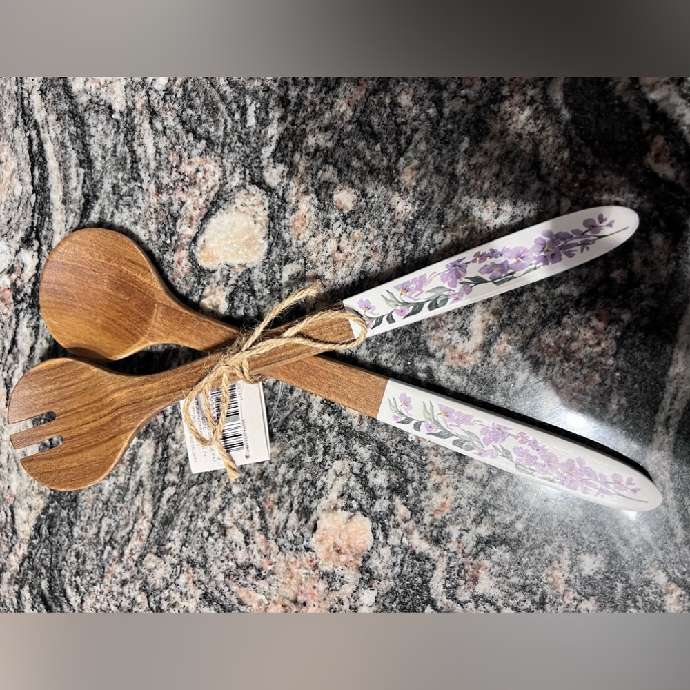 New 100% Acacia Wood Server Utensils